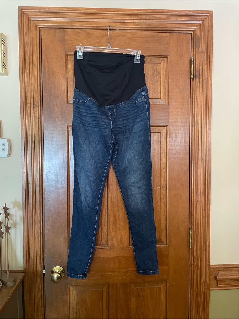 Isabel Maternity by Ingrid & Isabel Blue Skinny Jeans Black Belly Panel Sz 2/26R